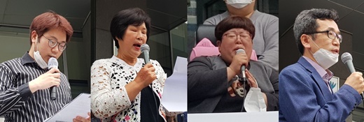 (왼쪽부터)한국정신장애인자립생활센터 유동현 소장, 대한정신장애인가족협회 조순득 회장, 김해장애인인권센터 조효영 소장, 공익인권법재단 염형국 변호사.ⓒ에이블뉴스