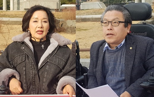 한국장애인자립생활센터총연맹 장진순 회장, 정중규 수석부회장.ⓒ에이블뉴스