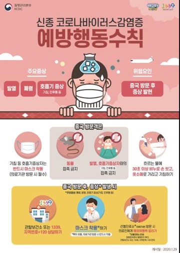 신종코로나바이러스 예방행동수칙 홍보포스터. ⓒ질병관리본부