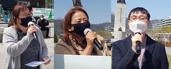 (왼쪽부터)장애인차별금지추진연대 김성연 사무국장, 옥천장애인자립생활센터 임경미 소장, 희망을만드는법 김재왕 변호사.ⓒ에이블뉴스