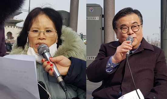중증장애인 최정자 씨, 바른미래당 한지호 장애인위원장.ⓒ에이블뉴스